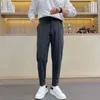 メンズスーツスプリングファッションメンカジュアルパンツスリムな韓国スタイルプリーツテーパーマレススーツズボンストリートウェアA46