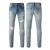 Jeans purple jeans designer for mens pant stacked jeans men baggy denim tears european jean hombre mens pants trousers biker embroidery ripped for trend 24 styles
