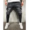 Jeans pour hommes Hommes Hip-Hop Pantalon Big Pocket Skinny Zipper Slim Haute Qualité Casual Sport Corset