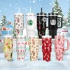 Christmas Tumbler with Lid 40 oz Tumbler with handle and Straw, Insulated Coffee mug Stainless Steel Water Bottle for Christmas