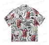 Koszule męskie Wacko Maria czarny okulisty pełny druk Tiger koszulka mężczyzn Kobiety na hawajskie koszule plażowe t230419