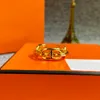 Цепочка D Ancre Enchainee Ring H для женщины-дизайнерской пары золотой золотой 18-километровый размер 6-8 T0P Высокий счетчик