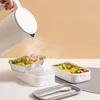 Din sets sets 1400 ml roestvrijstalen lunchbox 2-laags magnetron warmtevoelbaar bento lekkendichte vers hanteknop keukenopslagcontainer