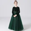 Girl Dresses Dideyttawl Sequin Tulle Long Sleeves Flower Wedding Junior Bridesmaid Evening Party Dress For Girls Pageant Gown