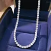 Chaînes SHIPEI Solide 925 Sterling Silver Round 3MM 4MM White Sapphire Gemstone Tennis Chain Necklace Bracelets Fine Jewelry For Women