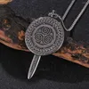 Pendant Necklaces Viking Rune Knights Sword Shield Retro Alloy Necklace Hip Hop Rapper Personality Men Metal Pendants Neck Chain Jewelry