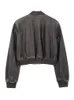 Women's Leather Faux 2023 Washed Loose Jacket Bomber Motorcykelstil Vintage Gradient dragkedja kort 230418