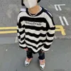 Designer Sweaters Fashion Casual Clothing Hoodies Correct Version Mm6 Magilla Loose Fitting Os Lazy Style Knit Shirt Men Women Black White Striped Round Neck Sweate