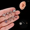 Boucles D'oreilles En Acier Inoxydable Zircon Fleur Croix Oreille Piercing Pour Femmes Exquis Cartilage Fille Bijoux