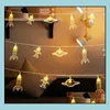 Party Decoration Led String Lights Decorative Astronaut Spaceship Rocket Ufo Pendants Glowing Banner Holiday Kids Birthday Wall Wind Dhn9Q