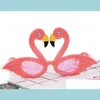 Party Favor Flamingo Cocktail Hawaiian Nouveauté Lunettes de soleil Déguisement Tropical Beach Lunettes Anniversaire Poule Rose Glitter Drop Dh5VA