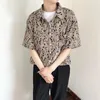 Mäns casual skjortor sommar kortärmad skjorta män mode överdimensionerade tryckta koreanska lösa is silkemän hawaiian m-xl