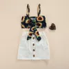 Kledingsets babymeisjes kleding zonnebloem Camisole rok verbindingsknop decoratie schattige navel zomer kinderen voor kinderen