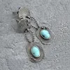 Dangle Earrings Bohemia Oval Turquoise Twisted Rope Vintanic Ethnic Style Metal Personality Ear Stud for Women Wedding Festival