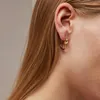 Boucles d'oreilles créoles noeud 18 carats plaqué or véritable minimaliste Huggie femmes fermoir cercle en acier inoxydable pour