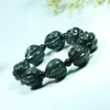 Link Bracelets Bangle Natural Jade Jewelry Round Beads Ink Jadeite Real Green Bracelet 18MM