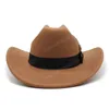 Mannen Western Cowboy Hat With Feather Fuxury Belts Fascinator White Wedding Church Hats Women Elegant Party Jazz Caps