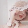 Szerokie brzegi czapki ręcznie robione lolita duszpasterska kapelusz słomka słodka, koronkowa koronkowa wstążka elegancka elegancka herbata kwiatowa cosplay beret słońce