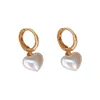 Boucles d'oreilles créoles Lovelink Style français rétro blanc en forme de coeur perle pour femmes couleur or ronde goutte fille accessoire