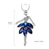 Chaînes Doux Ballet Fille Cristal Collier Pendentifs Pour Femmes Mode Bleu Déclaration Long Chandail Chaîne Collier Femme Bijoux