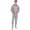 Famille correspondant tenues combinaisons vêtements de noël Homewear enfants adultes Parent enfant porter Elk flocon de neige imprimé combinaison pyjamas 231118