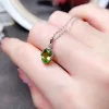 1CT قلادة زخرفية طبيعية لمكتب امرأة 6mmx8mm VVS Grade Peridot Jewelry Small 925 Silver Gemstone Necklace Pendant