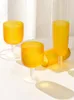 Verres à vin créatif couleur unie cristal givré coupe en verre rétro pieds hauts coupes à Cocktail Orange mat Champagne maison verres