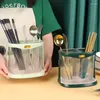 Bottiglie di stoccaggio Utensili da cucina Punch Free Scatola per bacchette multifunzione Scarico inferiore Scaffale da appendere alla parete Organizer per stoviglie con vassoio per l'acqua