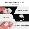 Dinnerware Sets 4 Pcs Lazy Straw Dust Cap Plug Protector Cover Metal Silicone Caps Silica Gel Reusable