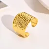 حلقات الكتلة خاتم قبة العلامة التجارية للنساء المفتوحة الكفة الفولاذ المقاوم للصدأ القوام المصنوع يدويًا المجوهرات