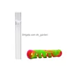 Smoking Pipes Camouflage Sile 90Mm Hollow Out Straight Pipe Portable Glass With Cigarette Holder Mixed Colors Drop Delivery Dhgarden Dhld4