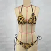 Moda Bikini Designer Body Stroje Kąpielowe Dla Kobiet Stroje Kąpielowe Bikini Set Vintage Pattern Beach Kostiumy kąpielowe