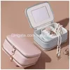 Jewelry Boxes Travel Case Small Box Pu Leather Portable Storage Organizer Double Zipper Display For Rings Earrings Bracelets Necklac Dha6F