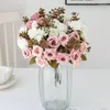 Fleurs décoratives 35CM 6 Têtes / Bouquet Artificielle Fleur De Soie Simulation Rose Décoration De Mariage Intérieur Extérieur Décor À La Maison Cadeaux De Vacances