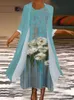 2 피스 드레스 조각 세트 봄 여름 라운지웨어 인쇄 느슨한 가디건 맥시 패션 복장 스트리트웨어 드롭 230419