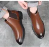 Lederen heren Chelsea Boots High Top Casual Shoes Comfort Dress Shoes Fashion Brown Chukka enkelschoenen plus Maat 38-48