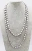 Chaînes Perle D'eau Douce Baroque Gris Long Collier 43" Nature FPPJ 8-10mm Perles En Gros