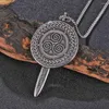 Pendant Necklaces Viking Rune Knights Sword Shield Retro Alloy Necklace Hip Hop Rapper Personality Men Metal Pendants Neck Chain Jewelry