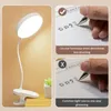 Lampes de table Lampe de bureau LED Clip sur USB Rechargeable Luminosité ajustable Commande tactile 3 modes d'éclairage