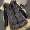 Женская мода из искусственного меха, зимняя женская шуба из искусственного лисьего меха, куртка из искусственной кожи с длинными рукавами, теплая верхняя одежда, женское повседневное пальто S-3XL 231118