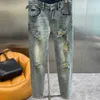 Męskie dżinsy jeansowe Zimowa Zimowa Designer dżinsowe Męskie metalowe spustę dżinsowe dżinsowe spodnie damskie stopniowe zmiana kolorów Zużyte dżinsy mody dresowe 1 Z230728