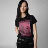 24 Frühjahr- und Sommer-Frauen-T-Shirt Zadig Voltaire High-End White Tinte Digitaldruck Liebesbrief Schwarzes Kurzarm T-Shirt