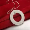 Correntes 925 Sterling Silver redonda Colar de pingente de tecido de 18 polegadas Chain Chain Women's Women noivado de festas de festas de festas