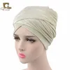 2pc pannband Ny lyxig veckad sammet magisk turban hijab huvud wrap extra långt rör indisk headwrap halsduk slips y23