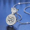 Pendant Necklaces Trendy 1ct D Color VVS1 Moissanite Crown Necklace Women 925 Sterling Silver Plated White Gold Diamond Clavicle GiftPendant