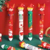 4 Uds regalos decoración del hogar calcetín de Navidad árbol bolígrafo de diez colores papelería de hombre de pan de jengibre