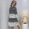 Casual Dresses Women French Chiffon Polka Dot Long Sleeve Dress 2023 Fall Winter Female Round Neck Black And White Loose