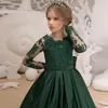 Girl Dresses Children's Princess Skirt Evening Dress Wedding Long Sleeve Stage Host Piano Performance Suit Flower