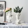 Wazon żywicy wazon kwiatowy salon dekoracja wazonu dekoracje domowe kwiat doniczki retro sztuka statua figurka rzeźba estetyczna biała 231117