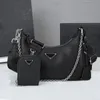 Designer bags women crossbody bags shoulder bag handbag lady hobo Underarm bag Genuine leather Half moon bag black purse chain bag 3 piece set messenger bags